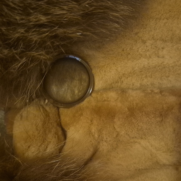 Sheared Mink fur coat with fox collar medium length - Picture 5 of 7